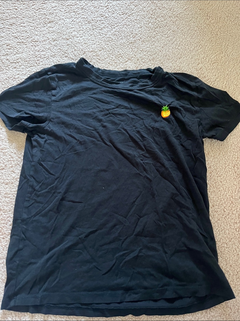 Aritzia Sunday Best Black T-Shirt with Pineapple Patch